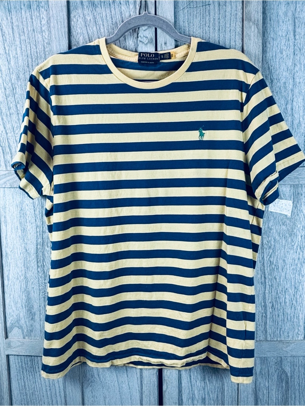 Polo by Ralph Lauren Yellow and Navy Striped Crew Tee